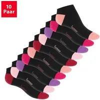 Footstar Sneakersocken 10 Paar Sneaker Socken für Damen & Herren - Bunte Ferse & Spitze (10-Paar)