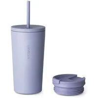 Vinsun Thermobecher Edelstahl Becher mit Strohhalm 480ml - Isolierbecher auslaufsicher, 4-tlg., Edelstahl, Doppelwandig isoliert, BPA frei, bruchfest, Kalt- und Heißgetränke