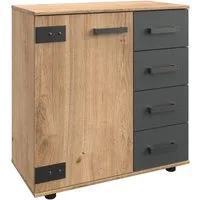 Wimex Kombikommode Stockholm, Schrank Made in Germany, rustikale Optik Industrial-Look, 1-türig mit 4 Schubladen, 81/41/83 cm
