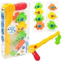 Idena Badespielzeug Angelset magnetisch 8-teilig, Badespielzeug-Set Wasserspielzeug mit bunten Gummifischen