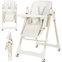 oyajia Hochstuhl Kinderstuhl Stuhl Baby Kinderstuhl Klappbar mit Esstablett (Baby & Kinder Hochstuhl Babyliege Höhenverstellbar, Räder Klappbar), mit Liegefunktion 0-36 Monate