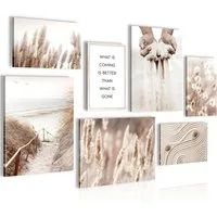 Novart Wandbild Wandbilder Wohnzimmer Boho Natur AUFHÄNGFERTIG 100x70 cm, Pampas 110x73 cm, made in Germany, Wohnzimmer Schlafzimmer Deko, Landhaus, Bohemian