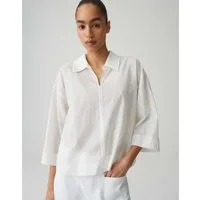 OPUS Kurzarmbluse Famoni mit tonaler Stickerei leichte Transparenz, leichter Stoff, Casual