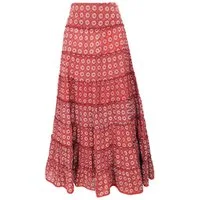 Guru-Shop Minirock Langer Boho Stufenrock, Maxirock Hippie chic,.. alternative Bekleidung