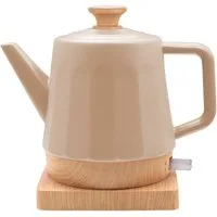 KVOTA Wasserkocher Harmonie, Keramik, 1,2 l, 1200 W, 360°-Basis, White Oak, Beige, 1.2 l, 1200 W, Keramikgehäuse, verdecktes Heizelement
