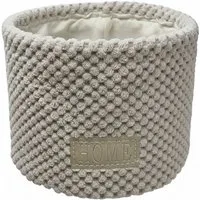 B&S Aufbewahrungskorb Korb / H 12 x Ø 16 cm / Strickmuster / hellbeige / Rund