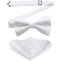 LuxusKollektion Fliege Fliege Herren Smoking Hochzeit Einstecktuch Einstellbar W Weiss 1