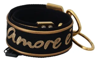 Dolce & Gabbana Elegante Goldschwarze Schultertasche Frauenriemen