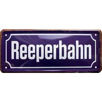 WOGEKA ART Metallbild Reeperbahn - 28 x 12 cm Retro Blechschild Straße