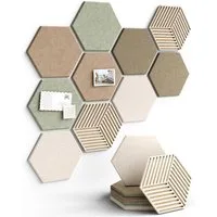 Agger Pinnwand Korktafel Memoboard Pinnwand Filz Pinnwand Sechseckig,10 Stück, Filz-Pinnwand-Set, inklusive 30 Reißzwecken und 50 Klebeetiketten.