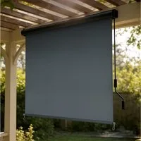Huracan Seitenarmmarkise Senkrechtmarkise Außenrollo mit Handkurbel (Balkonrollo Sonnen- und Sichtschutz, Wasserdichte UV-Schutz Markise mit Aluminium-Kassette) Beschattung für Balkon, Terrasse, Garten, inkl. Montageset & Abdeckung