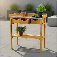 Feel2Home Pflanztisch Pflanztisch Arbeitstisch Blumentisch Gartentisch Gärtnertisch Holz (Stück, 4-St., Pflanztisch Arbeitstisch), hochwertiger Oberflächen-Platte