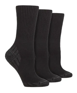 3er Pack Diabetiker Wandersocken für Herren | IOMI FOOTNURSE | Extra Wide Soft Top Seamless Hiking Socks - Schwarz