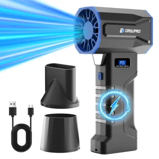 Drillpro V8 Turbo Fan 60,000 RPM 53mm Brushless Motor 1200grams Wind Pressure Adjustable High Power Cordless Blower Port