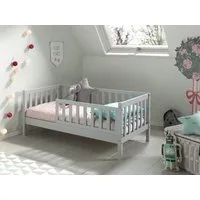 Vipack Kinderbett Junior, Kiefermassiv mit umlaufenden Sprossengitter und Rolllattenrost (B/H/T ca. 148x60x76cm, mit niedrigem Betteinstieg), wahlweise in 2 Farben, mit oder ohne Schublade