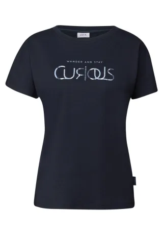 Cecil - T-Shirt mit Wording blau - Gr. - S