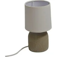 B&S Tischleuchte Nachttischleuchte Keramik Stoff Rund E14 Höhe 22 cm beige