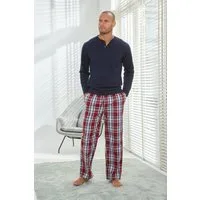 H.I.S Pyjama (2 tlg., 1 Stück) Schlafanzug in langer Form mit Webhose