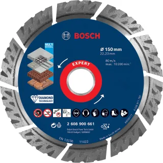 Bosch EXPERT MultiMaterial Diamanttrennscheiben, ür große Winkelschleifer mit Spannmutter - 2608900661