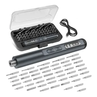 Cordless Rechargeable 3.6V Multi-Function Electric Screwdriver 200 RPM 3 Torque Settings USB-C Fast Charging 47 Accessor