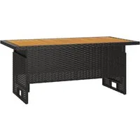 vidaXL Gartentisch, Outdoor Tisch Schwarz 100x50x43/63 cm Akazienholz & Poly Rattan