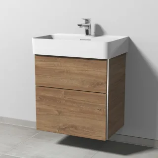 Sanipa 3way Waschtischunterbau zu Laufen VAL Waschtisch mit 2 Auszügen, Eiche-Kansas BR82159