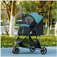PawHut Hundebuggy 2 in 1 Katzenwagen, Hundewagen Katzenbuggy mit Regenschutz, (Haustierwagen, 1-tlg), für Hunde & Katzen bis 10 kg, Dunkelgrün