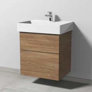 Sanipa 3way Waschtischunterbau zu Duravit Dura Square Waschtisch mit 2 Auszügen, Eiche-Kansas SM42659