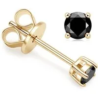 ROUGEMONT Paar Ohrstecker Moissanit Ohrstecker schwarz Gold 925 Sterling Silber 4 mm, Echtschmuck