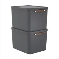 ROTHO Aufbewahrungsbox (Ordnungsboxen im Set, 2er-Set), große Lagerbox ideal für Kleidung, Decken und Haushaltsartikel