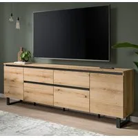 Inn.Furn Lowboard Gelia (TV Unterschrank in Evoke Eiche mit schwarz, Breite 188 cm, Komforthöhe), mit Vollauszug und Soft-Close-Funktion