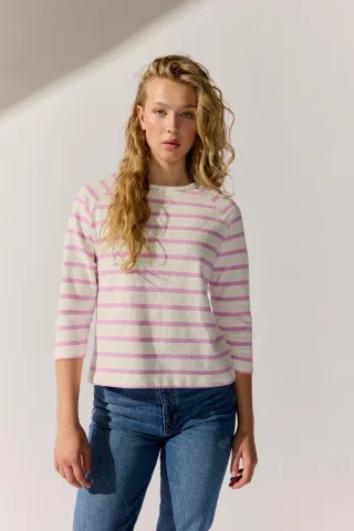 THE FASHION PEOPLE - Sweater structured 3/4 sleeve cherry blossom strip - Gr. - S