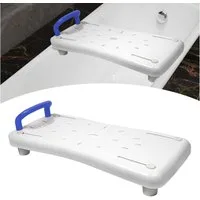 FIVMEN Badewannenbrett 70cm lang, Badewannensitz Senioren Wannensitz, belastbar bis 150 kg, Sitzbrett mit Seifenablage und mit Griff, Stuhl für Badezimmer