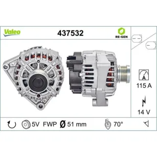 Valeo Lichtmaschine 115A Mitsubishi Colt Smart Forfour 1,5 437532