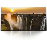 Sinus Art Leinwandbild Kunstdruck Bilder 120x60cm Viktoriafälle Afrika Wasserfälle Sonnenunte, (1 St)