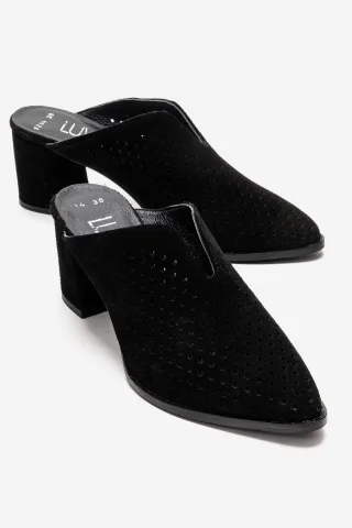 Toen Leder Blockabsatz Pantolette