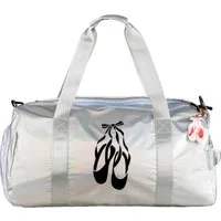 tanzmuster Sporttasche Ballett Tasche silber, mit Ballettschuhe Aufdruck