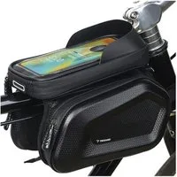 Trizand Handytasche Fahrradtasche Handyhülle 7,2" wasserdicht mit Touchfolie & Tasche (Fahrrad-Rahmentasche mit Handyfach und 2 Seitentaschen, Fahrradtasche mit Touchfolie + Sonnenblende + Doppeltasche), Wasserdichte Fahrrad-Handytasche mit Touchfoli