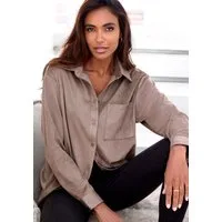 French Connection Langarmhemd aus Veloursleder-Imitat mit aufgesetzter Tasche, Loungewear