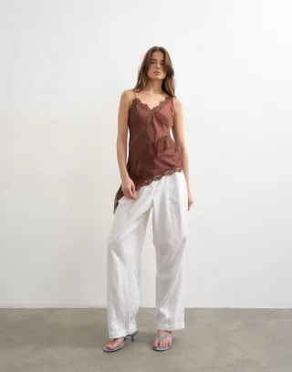topshop - TSIDA LACE INSERT CAMI TOP WVN Chocolate Brown - Gr. - 36