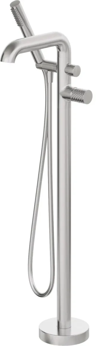 Neuesbad Serie 600 Hexa Freistehende Wannenarmatur mit Brauseset, edelstahl gebürstet NB1DEBHS_F17M1