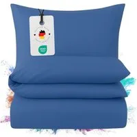 Carpe Sonno Bettwäsche Mako Satin 135x200 155x220 Baumwolle Bettzeug Einfarbig Bettwäsche Uni, Mako-Satin, 2 teilig, Ganzjahres Bettwaren Reißverschluss Hotel Bettbezug Uni Blau