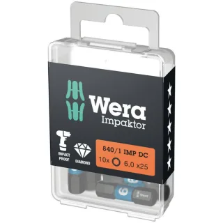 Wera 840/1 IMP DC Hex-Plus DIY Impaktor Bits, 6 x 25 mm, 10-teilig - 05057606001