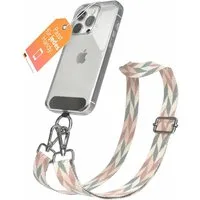EAZY CASE Handykette Universal für alle Smartphones Boho/Wave/Leo Style, Universal Handyband – ideal für unterwegs Mint / Rosa Mix