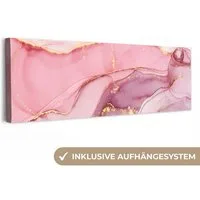 OneMillionCanvasses® Leinwandbild Panorama Gold - Marmor - Rosa, Fotodruck (1 St), Wandbild, Deko Schlafzimmer Wohnzimmer Flur 60x20 cm