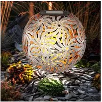 GLOBO LIGHTING LED Gartenleuchte, LED-Leuchtmittel fest verbaut, Warmweiß, Solarlaterne Außen silberfarben LED Solarleuchte Tisch Garten für