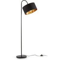 B.K.Licht Stehlampe BKL1419 Stehleuchte Vintage, mit Fußtaster, Lampenschirm aus Stoff, ohne Leuchtmittel, max. 40 Watt, Wohnzimmerlampe, Industrial, 25x145 cm, Schwarz-Gold