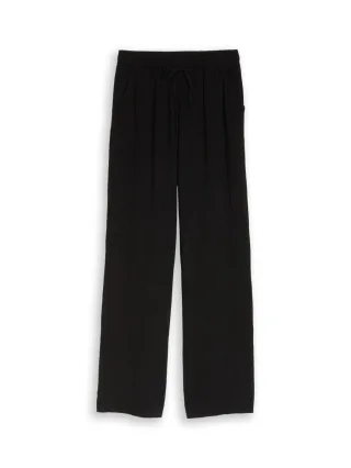 TOM TAILOR Denim - Seersucker Hose mit Kordelzug schwarz - Gr. - M