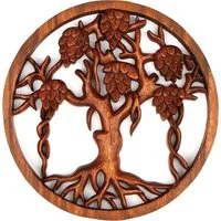 Wogeka Wanddekoobjekt Wand-Relief rund Lebensbaum zum aufhängen Baum Wanddeko