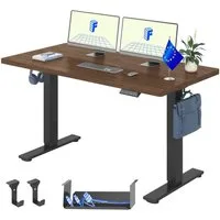 FLEXISPOT Schreibtisch Basic-Series Elektrisch höhenverstellbarer Schreibtisch (Anti-Kollisions-system, 2- Fach-Teleskop, mit Haken, LED-Display), 100/110/120/140/160, MIT einteilige Tischplatte, MADE in EU